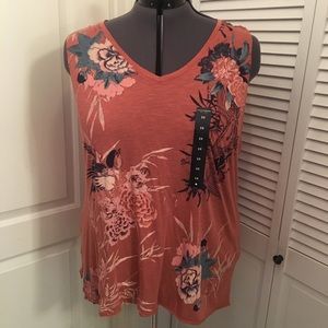 Lucky tank top maroon/ dusty rose with florals